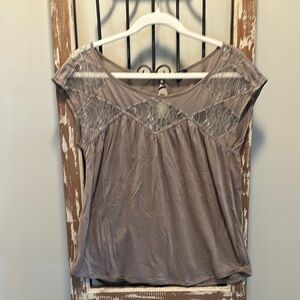 American Eagle Outfitters Tan Relaxed Embellished Blouse